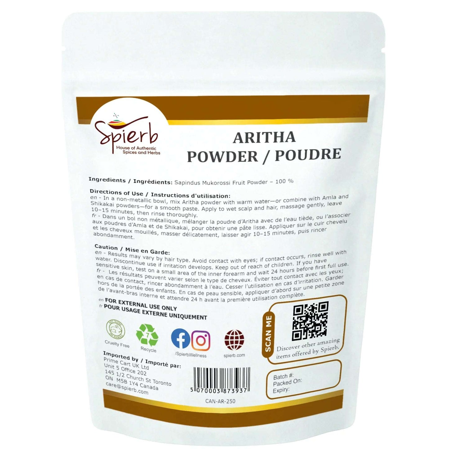 Spierb Aritha Powder - 250g - Back Pouch