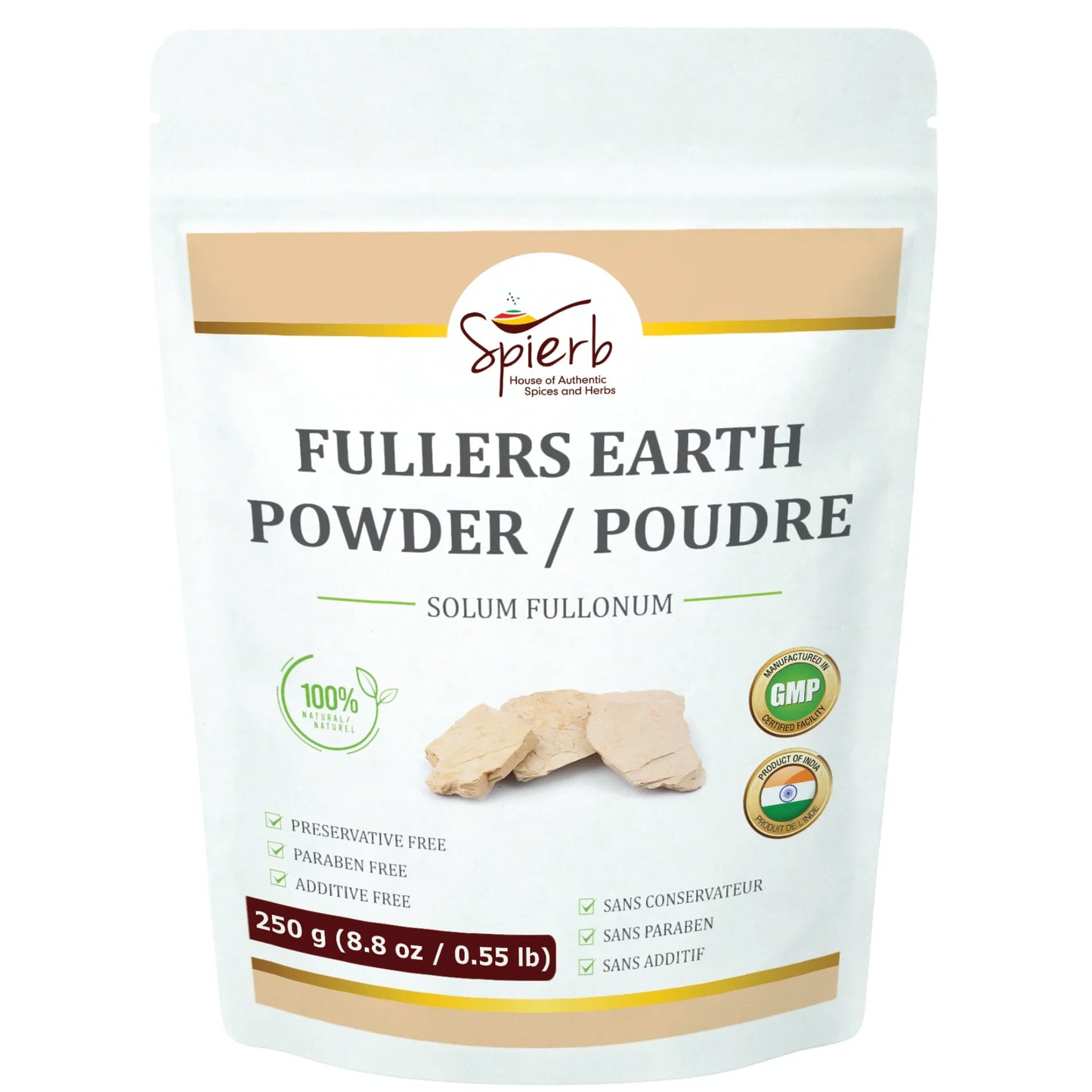 Spierb Fuller's Earth (Multani Mitti) Powder - 250g - Front Pouch