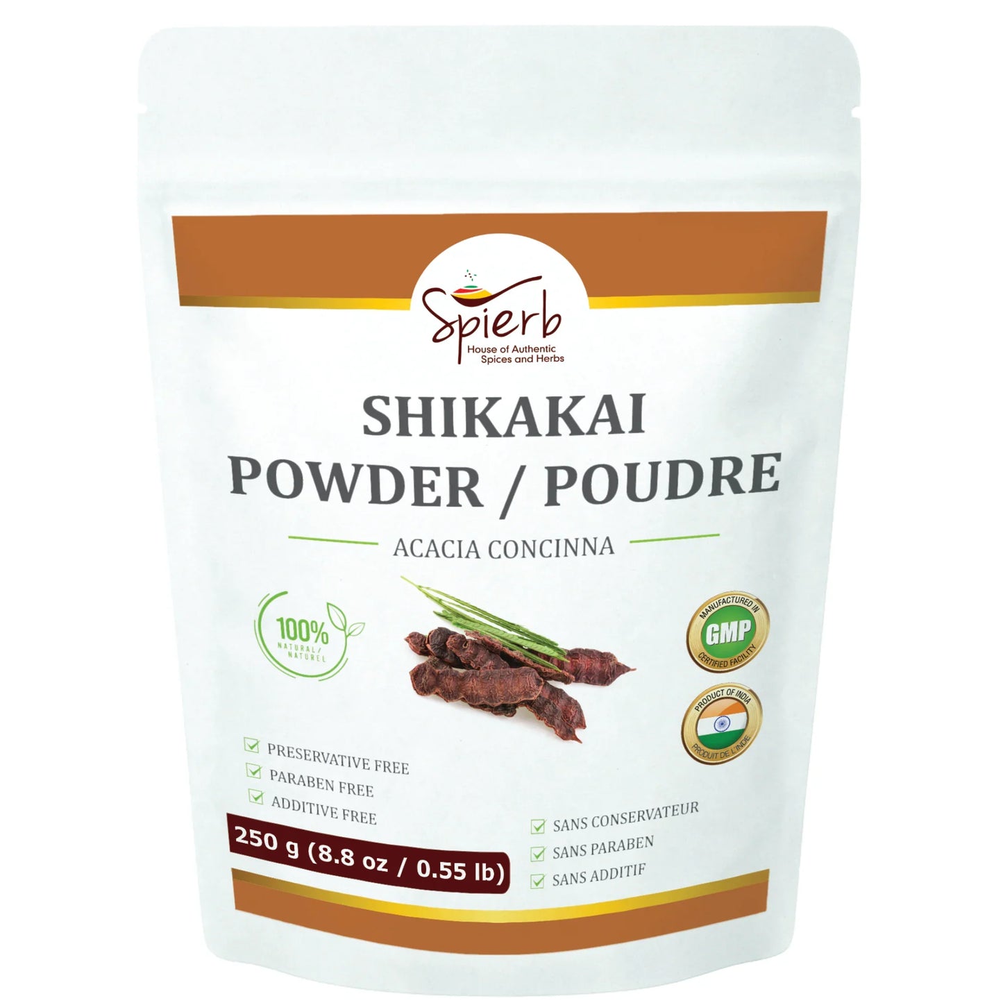 Spierb Shikakai Powder - 250g - Front Pouch