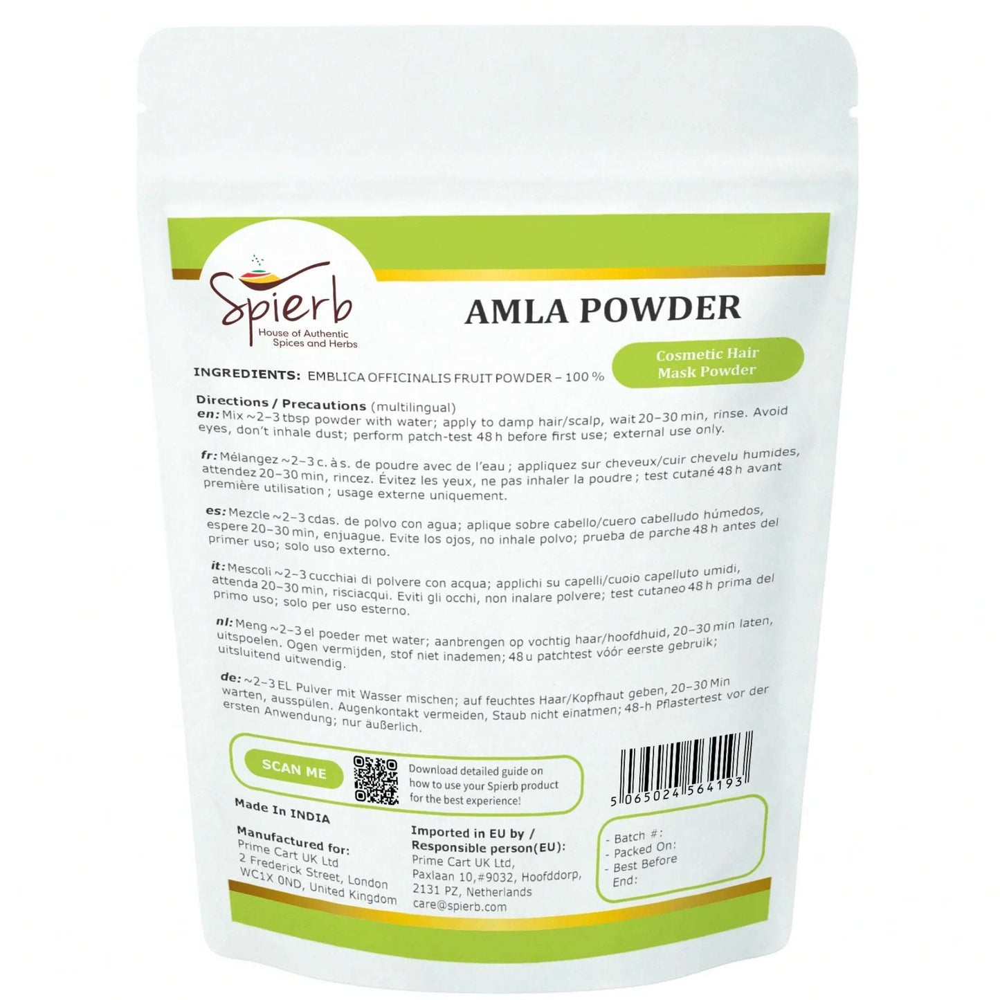 Spierb Amla Powder - 250g - Back Pouch