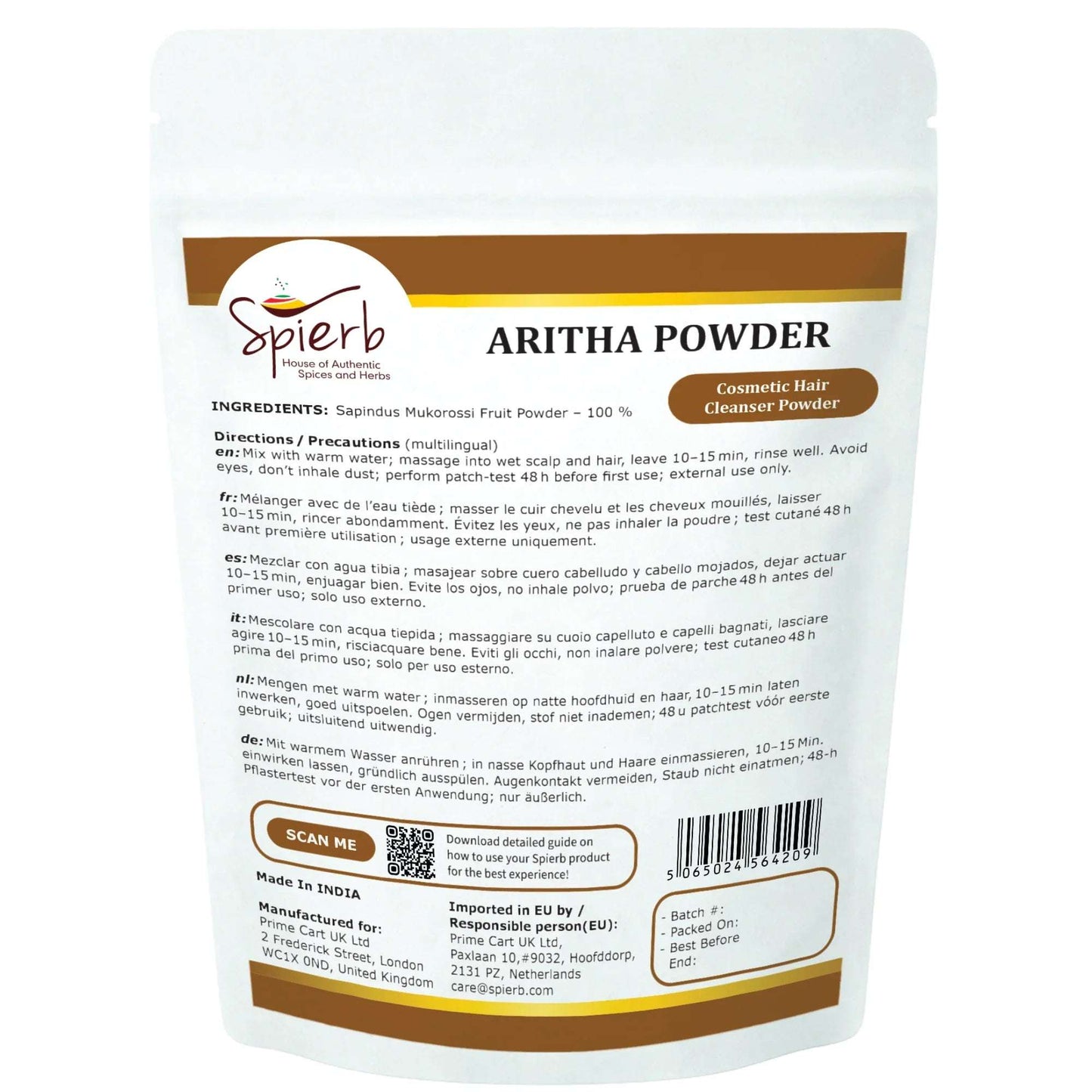 Spierb Aritha Powder - 250g - Back Pouch
