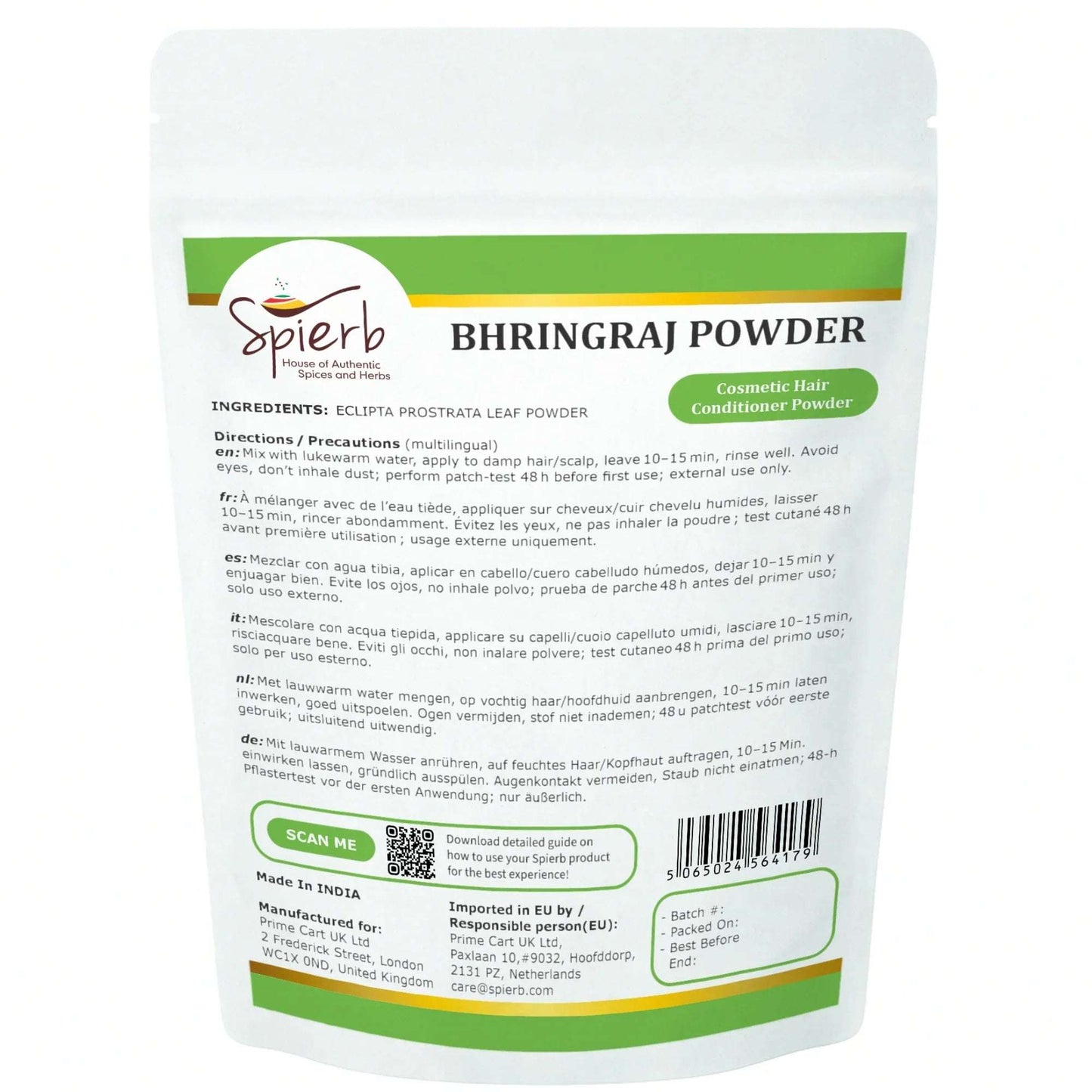 Spierb Bhringraj Powder - 250g - Back Pouch