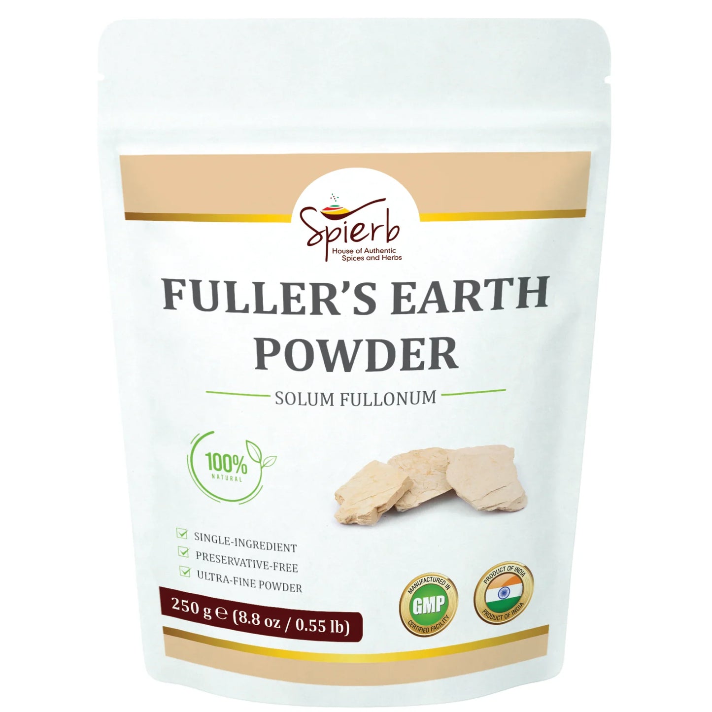 Spierb Fuller's Earth Powder (Multani Mitti) - 250g - Front Pouch