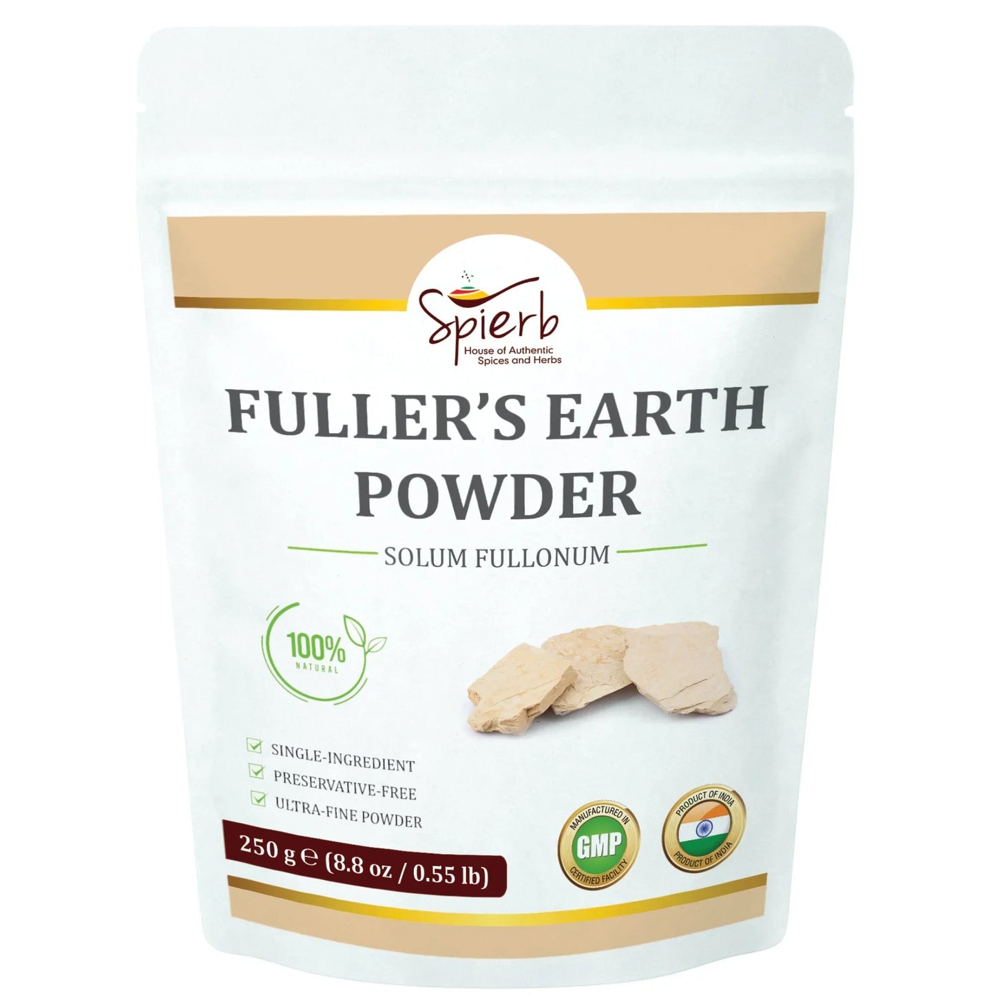 Spierb Fuller's Earth (Multani Mitti) Powder - 250g - Front Pouch