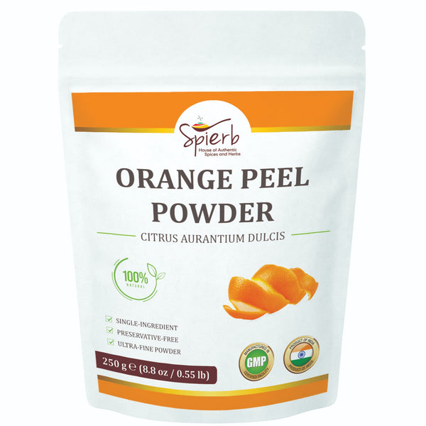 Front of a Spierb Orange Peel Powder pouch