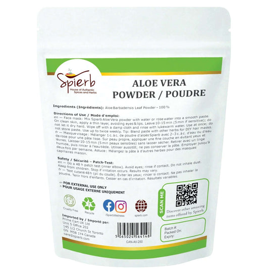 Spierb Aloevera Powder - 250g - Back Pouch