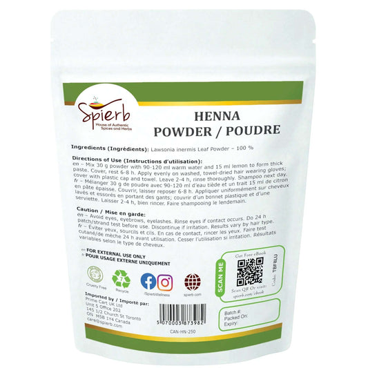 Spierb Henna Leaf Powder - 250g - Back Pouch