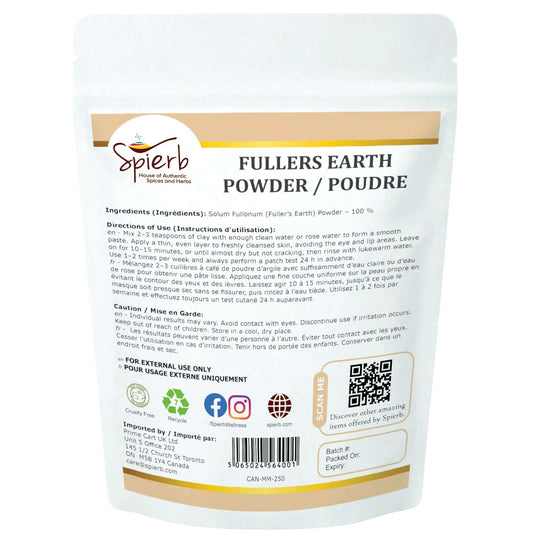 Spierb Fuller's Earth (Multani Mitti) Powder - 250g - Back Pouch