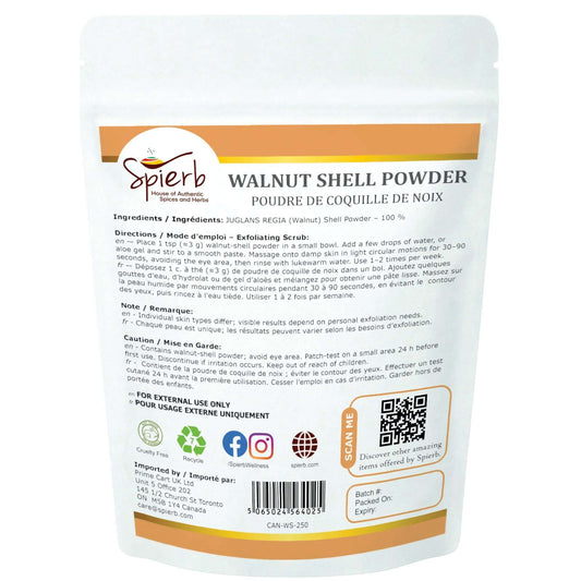 Spierb Walnut Shell Powder - 250g - Back Pouch