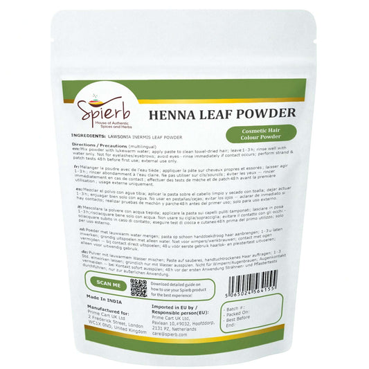 Spierb Henna Leaf Powder - 250g - Back Pouch