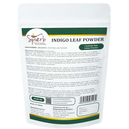 Spierb Indigo Leaf Powder - 250g - Back Pouch