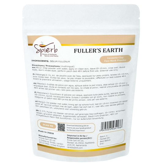 Spierb Fuller's Earth (Multani Mitti) Powder - 250g - Back Pouch