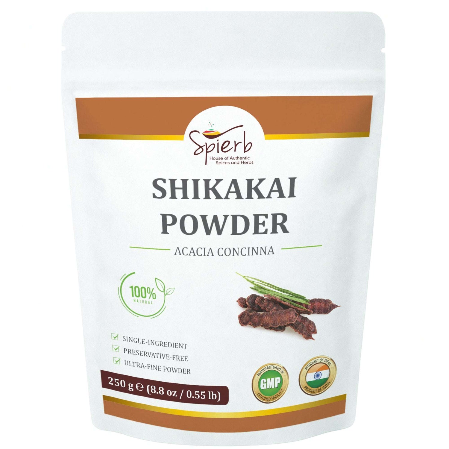 Spierb Shikakai Powder - 250g - Front Pouch