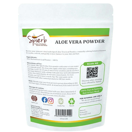 Spierb Aloevera Powder - 250g - Back Pouch