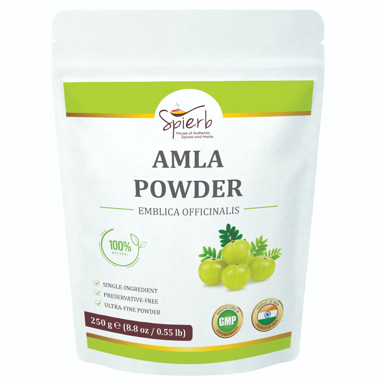 Spierb Amla Powder UK packaging showing fine texture for natural hair mask application