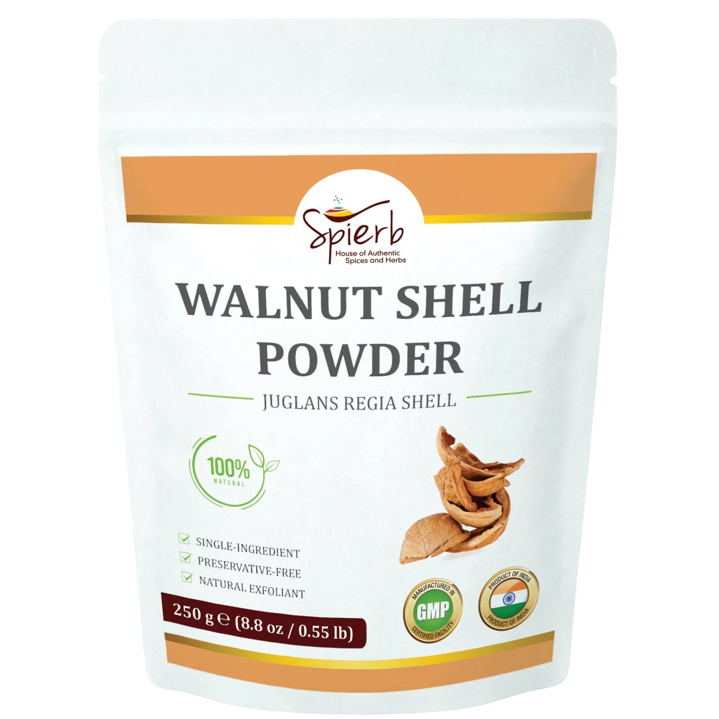 Spierb Walnut Shell Powder - 250g - Front Pouch