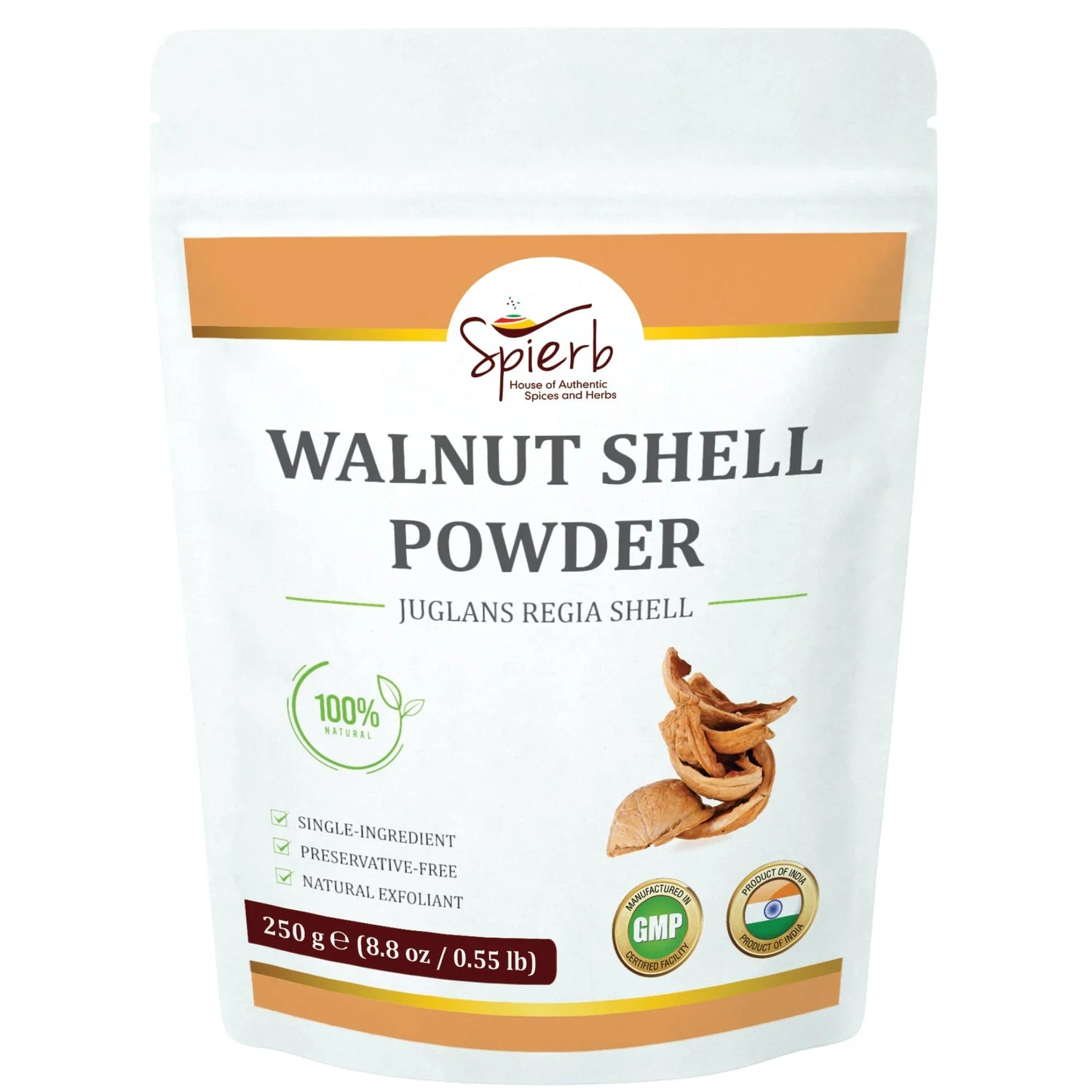 Spierb Walnut Shell Powder - 250g - Front Pouch