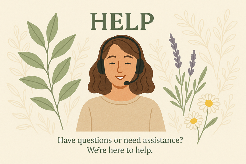 create an image for 'Need more help?' for a website that sells herbal cosmetics. 